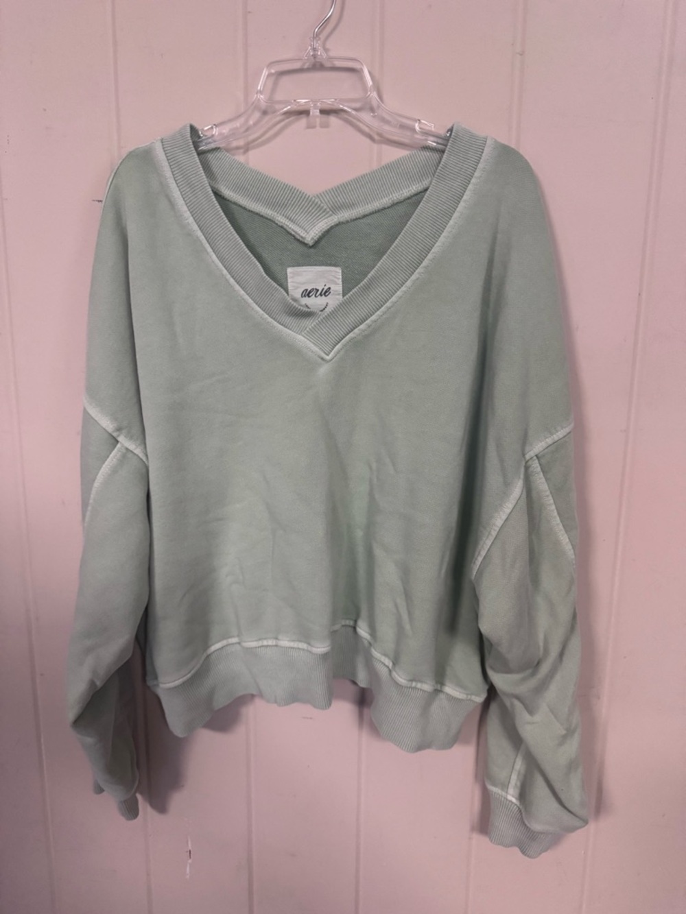 aerie Light Mint V-Neck Sweatshirt
